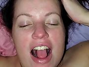 Wife takes a throatful of jism before swallowing