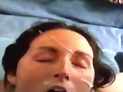 Bitch wife sucking a man meat for cum on her face 2