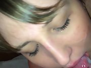 Nice housewife blowjob with facial and jizm in mouth