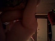 A giant creampie after her ejaculation fuck-fest on the bed at home