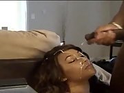 Huge fat black cock facial feeding her face with lots of sticky jism